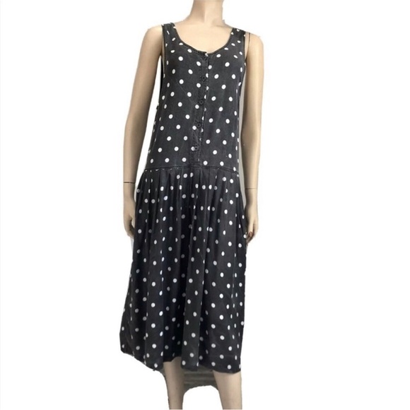 MIXIT polka dots midi dress/ romper button front - Picture 1 of 16
